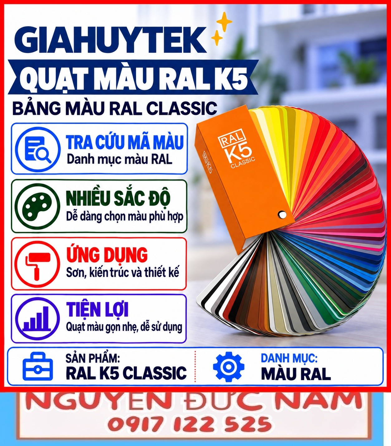 Quạt màu RAL K5 Classic dùng để tra cứu mã màu trong ngành sơn